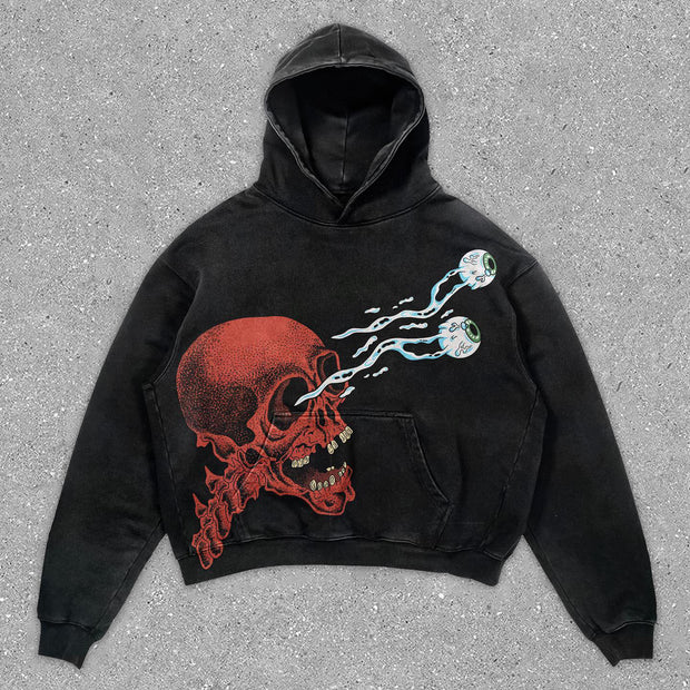Fashionable casual statement street style skull print hoodie