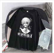 Japanese black cartoon print short-sleeved t-shirt