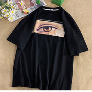 Abstract painting big eyes totem print short sleeves