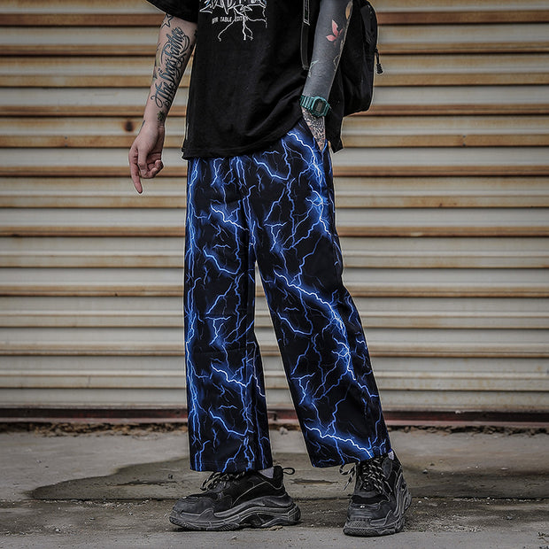Street style lightning straight casual loose all-match trousers