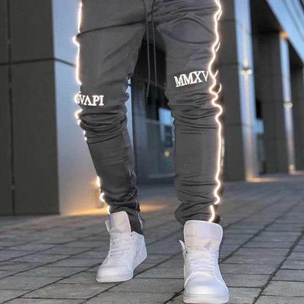 Reflective strip sports casual men's fitness hip hop pants