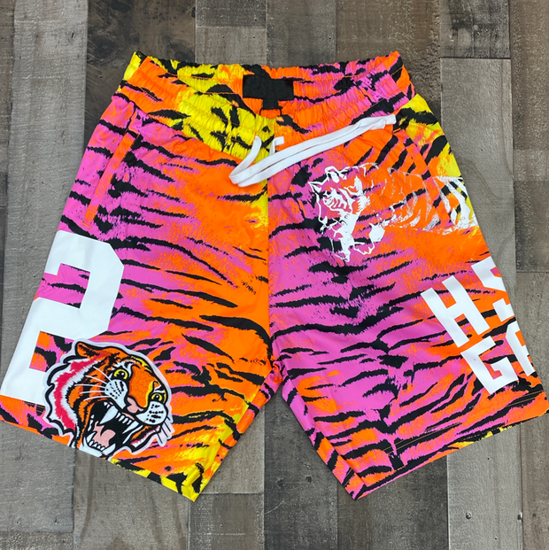 Personalized tiger print track shorts