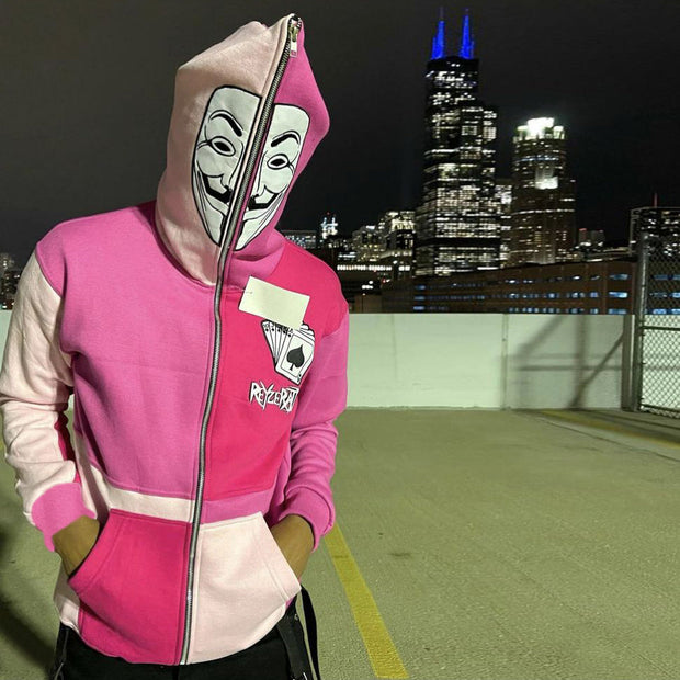 Fashion poker mask print hoodie