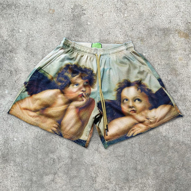 Angel print shorts