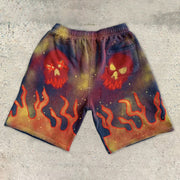 Statement flame street style sports shorts