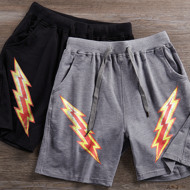 Personalized lightning print sports shorts