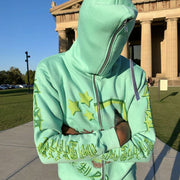 Fashion street style personality zipper hoodie