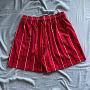 Trendy striped print mesh track shorts