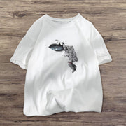 Personalized astronaut print short-sleeved T-shirt