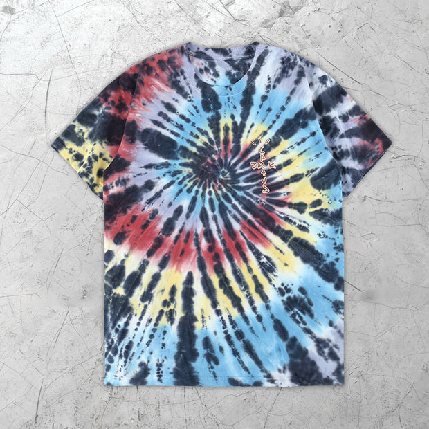 Tie-dye spiral pattern casual T-shirt