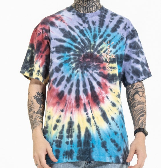 Tie-dye spiral pattern casual T-shirt