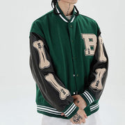 Hip-hop flocking printed baseball uniform jacket for men and women