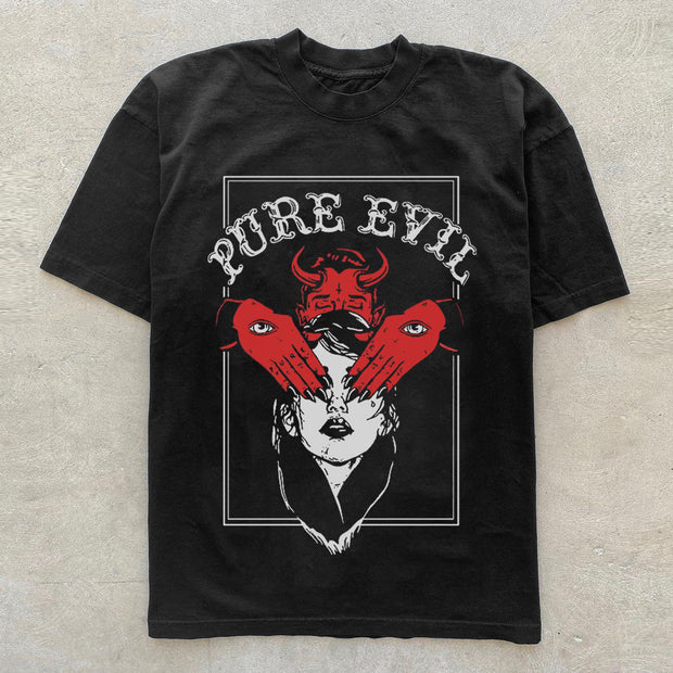 Alphabet Devil Print Black T-Shirt