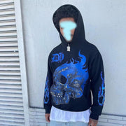 Flame skull casual street hoodie