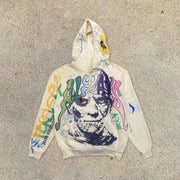 Street style personality loose print hoodie