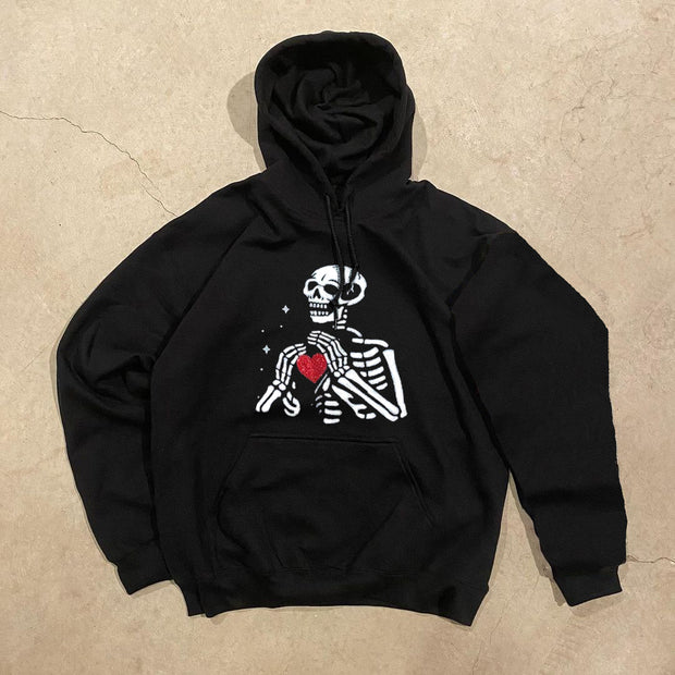 True Love Skull Print Hooded Sweatshirt