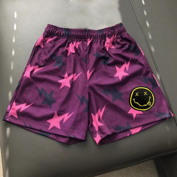 Sports expression face print shorts