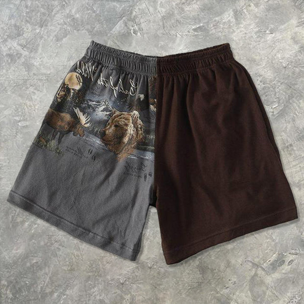 Personalized retro animal print casual men's shorts