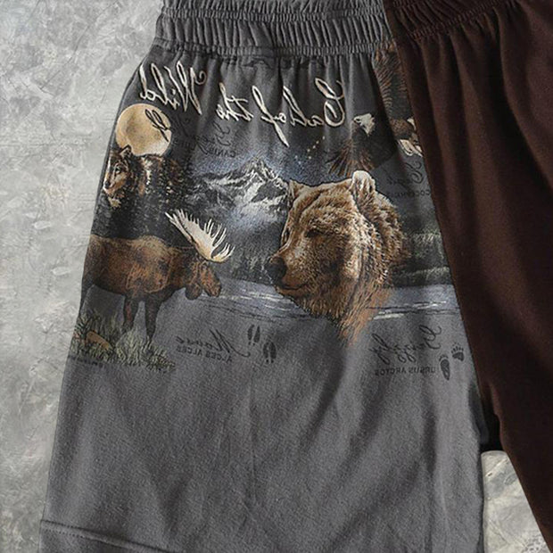 Personalized retro animal print casual men's shorts