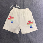 Casual cross print track shorts