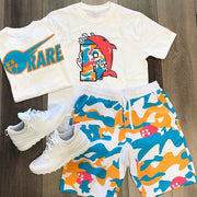 Personalized street dolphin print short sleeve suit