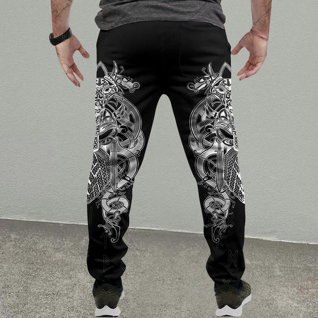 Trendy abstract print casual trousers