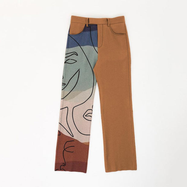 Casual color-blocking fashion street trousers