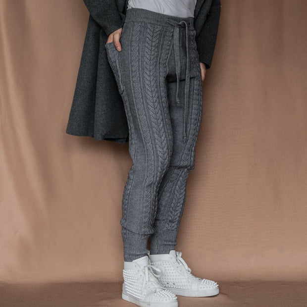 Retro fashion boyfriend knitted temperament trousers