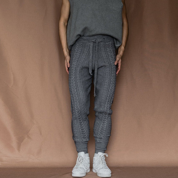 Retro fashion boyfriend knitted temperament trousers