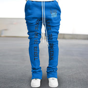 Street fashion print slim fit flared trousers