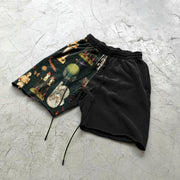 Rock and roll hip hop print retro casual shorts