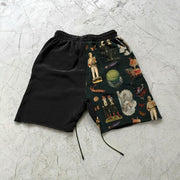 Rock and roll hip hop print retro casual shorts