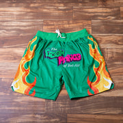 Fashion green printed sports mesh shorts