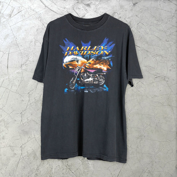 Cartoon motorcycle print short-sleeved T-shirt
