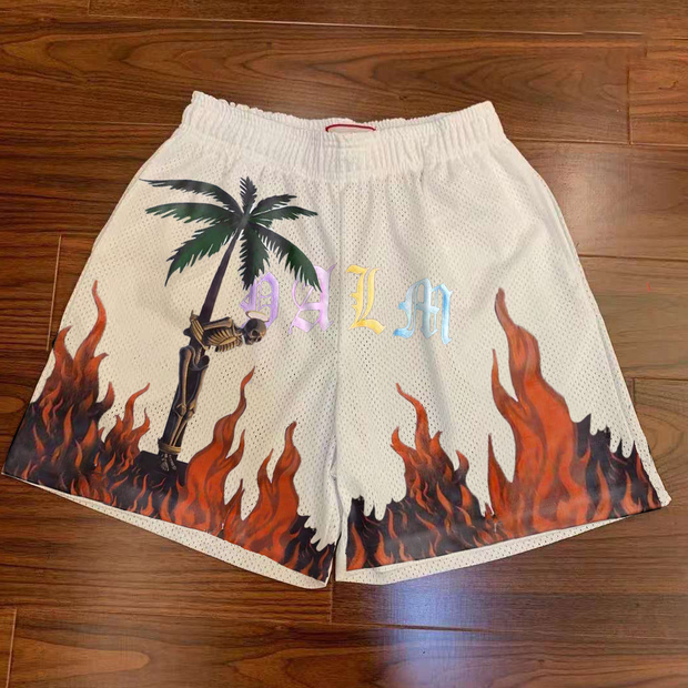 Street trend palm tree flame shorts