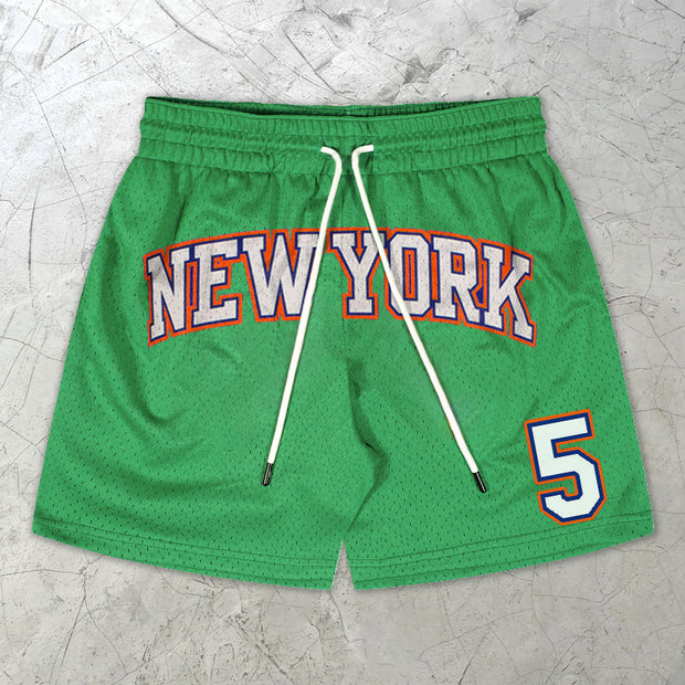 New York Alphabet Fashion Street Mesh Shorts