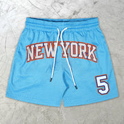 New York Alphabet Fashion Street Mesh Shorts