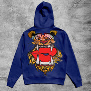 Casual red lips tiger hoodie