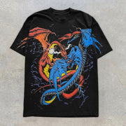 Retro Flying Dragon Print Street Style Short Sleeve T-Shirt