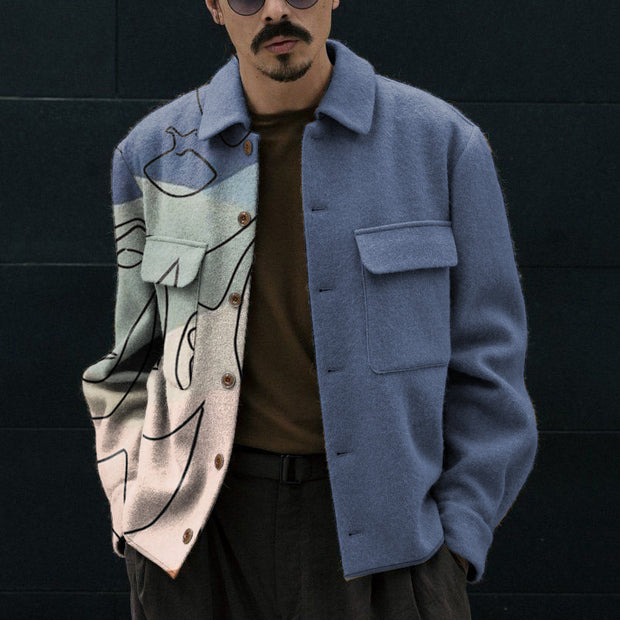 Contrast stitching fashion retro jacket
