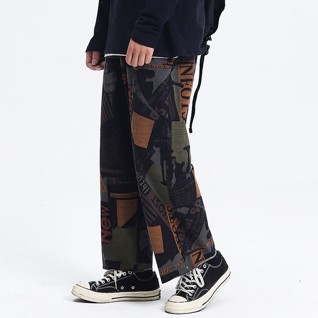 Knitted printed casual pants