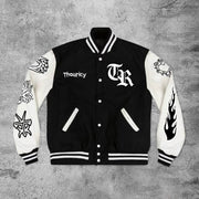 Casual skull fire pile rugby baseball jacket