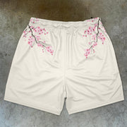 Trendy Sakura Print Casual Street Shorts