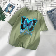 Street Style Retro Butterfly Print Short Sleeve Cotton T-Shirt