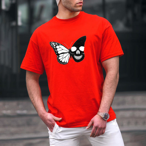 Skull butterfly combined with printed personality short-sleeved T-shirt