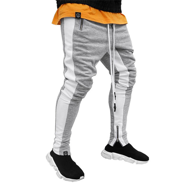 Casual sports pants, running pants, double pocket zipper jogging pants