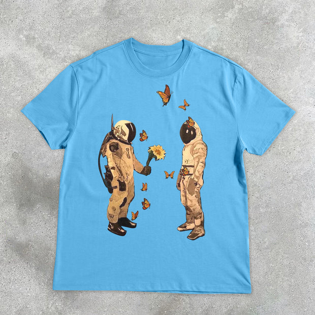 Confession Astronaut Butterfly Casual Short Sleeve T-Shirt