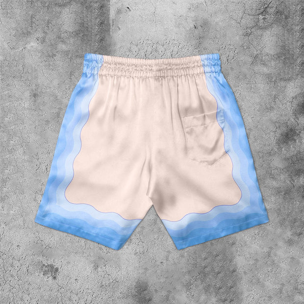 Artistic print fashion gradient shorts