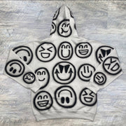 Personalized street style graffiti print hooded sweatshirt