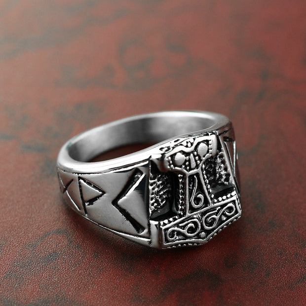 Thor's hammer stainless steel men's ring Thor's hammer ring jewelry